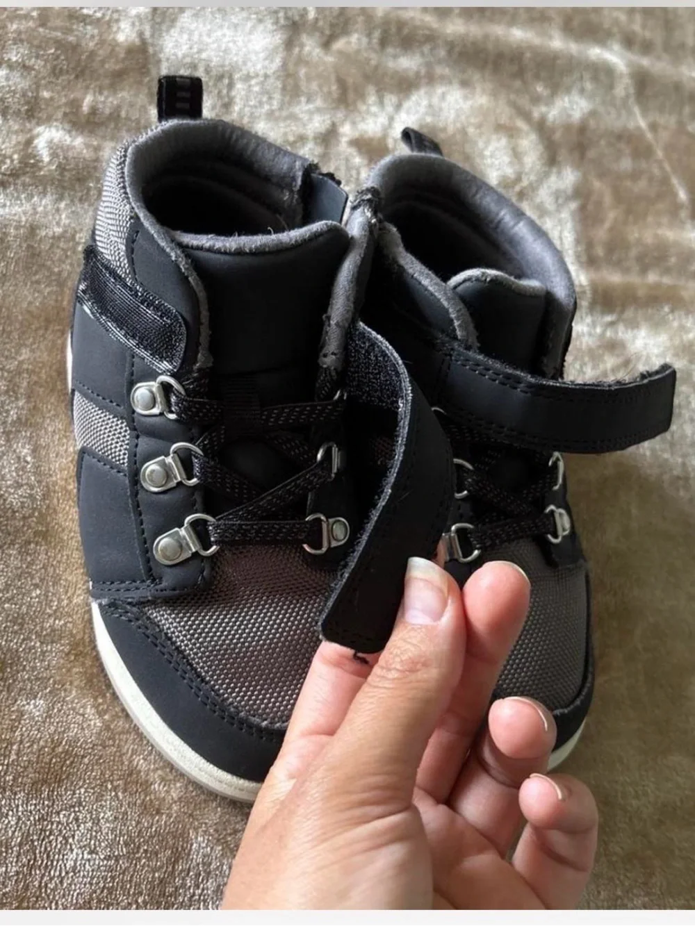 Cat & Jack Black and Gray Kids High-Top Zipper Boots